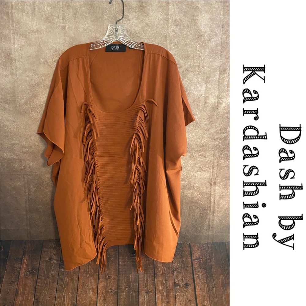 Dash by Kardashian~Rust Fringe Blouse~Women’s Size 3X~EUC